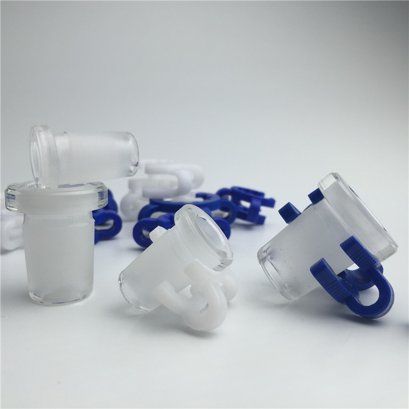

glass bong adapter wtih 10mm female to 14mm male 14mm female to 18mm male mini glass pipe with blue white plastic keck clip