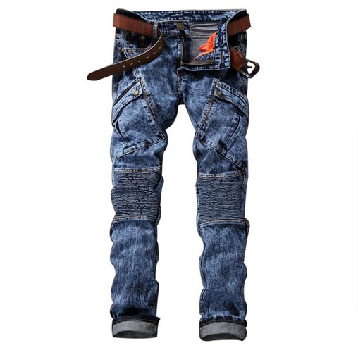 Idopy Ropa de Trabajo de Motocicleta Casual Multi Bolsillos Jeans Denim Biker Cargo