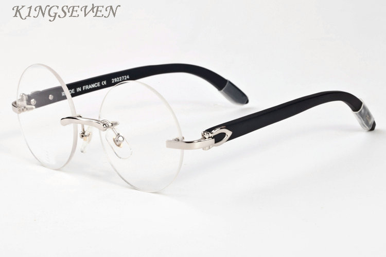 

wood sunglasses for men retro buffalo horn glasses full frame gold and silver frame brown black clear lenses round sunglasses with box, White;black