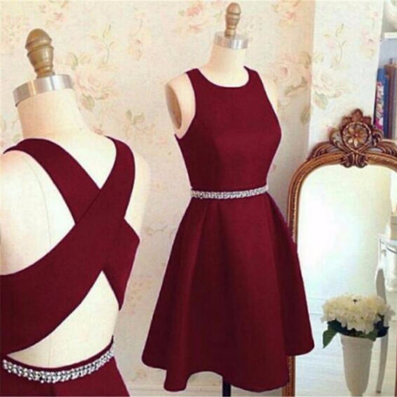 

New Arrival Burgundy Red Stain Short Homecoming Dresses Simple Beaded Sashes Knee Length Prom Gowns Cheap Short Cocktail Dresses, Lilac