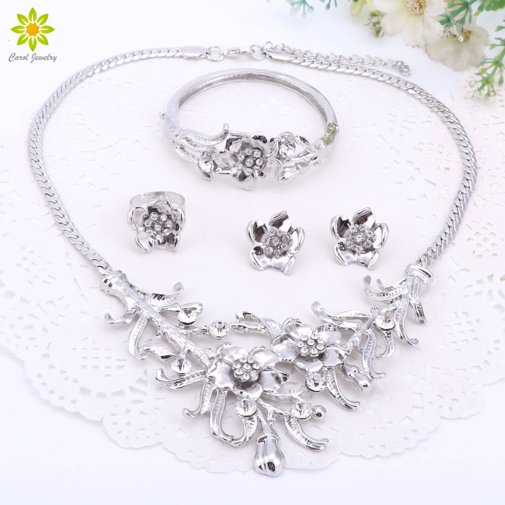 

Dubai Silver Plated Jewelry Fine Jewelry Sets Women Fashion Necklace Fine Jewelry Sets Women Necklace Earrings Sets
