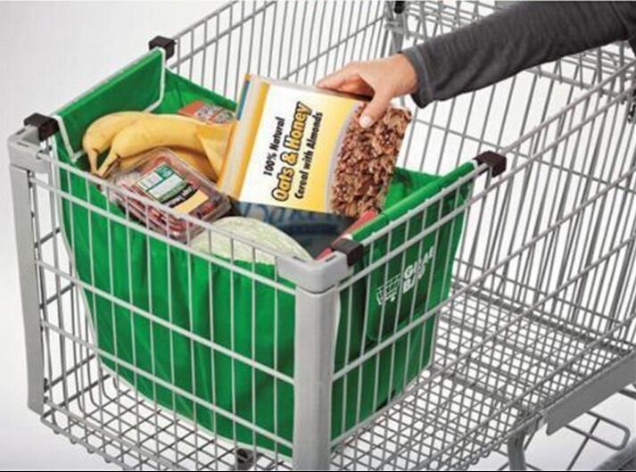 Wholesale - 2017 reusable large trolley supermarket shopping bags of portable non-woven fabric folding green tote bags