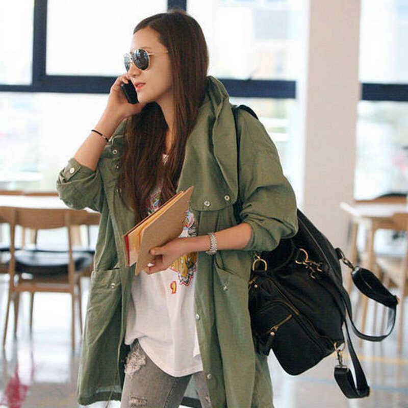 Women Jacket Hooded green floral Skull embroidery Basic Coat 2017 casual Waist Slim jacket Female coat punk Brand button Outwear