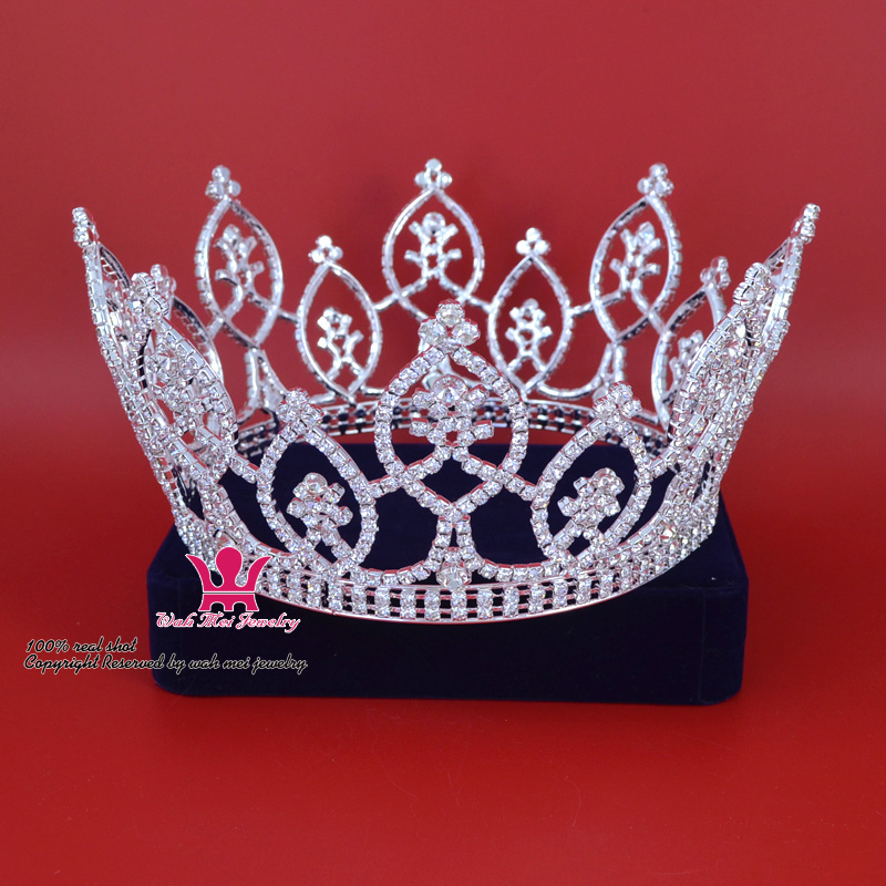 

Crowns Tiaras Rhinestone Crystal Large Full Round Gorgeous King Princess Prince Unisex Headwear Hair Ornament Bridal Pageant Queen Mo187