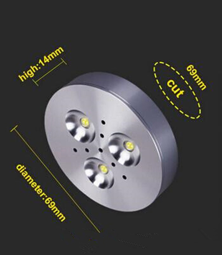 

Factory Wholesale 3x3W Dimmable LED Puck Light Warm Natural Cool White LED Under Cabinet Lights for home/commercial lighting AC85-265V