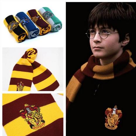 

New recommend Harry Potter college-style striped knitting scarfs winter magic school designer wool scarves Christmas gifts wholesale, Blue;gray