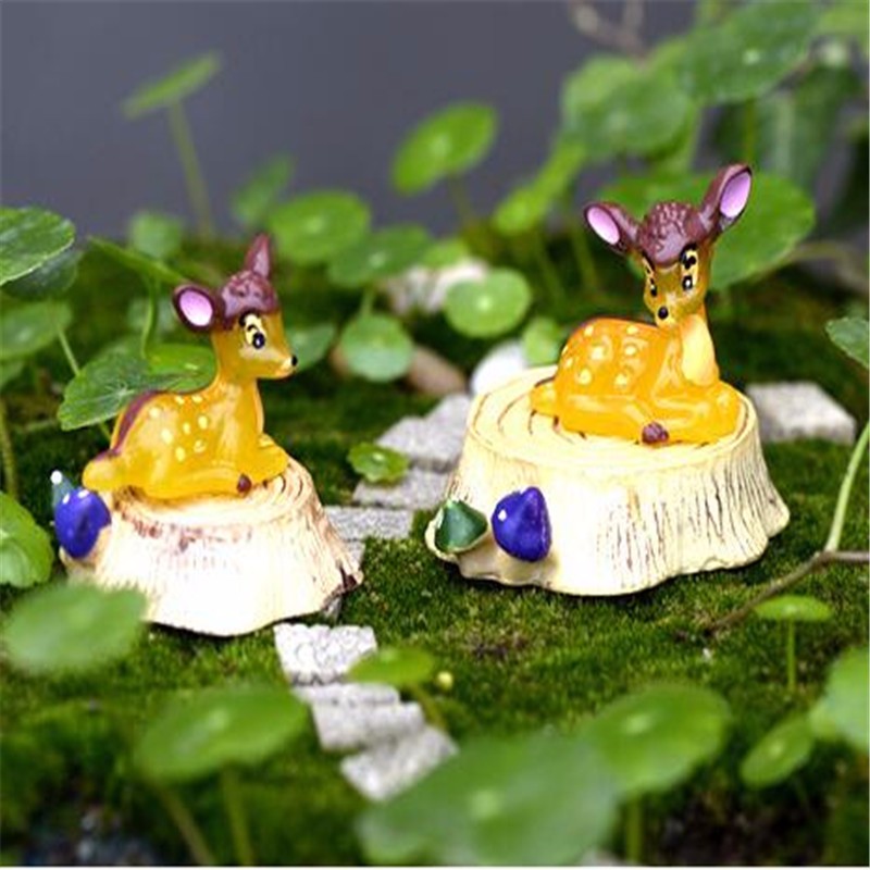 

New designs deers animals fairy garden miniatures mini gnomes moss terrariums resin crafts figurines for garden decoration