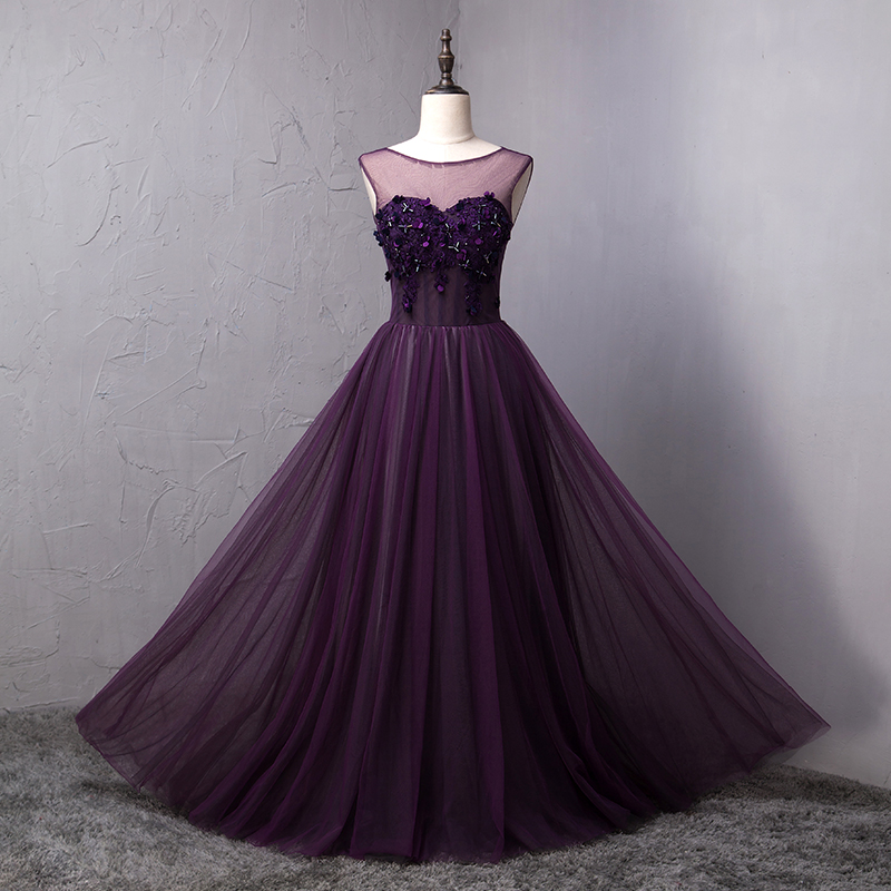

Dark Purple Evening Dresses Long Prom gowns Pleats Tulle Major Beadsing Lace-up Back Evening Gowns Runway Dresses Custom Made, Burgundy