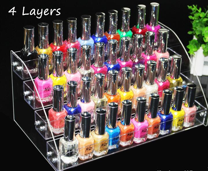 

New Promotion Multifunction Makeup Cosmetic display stand 4 Tiers Clear Acrylic Organizer Mac Lipstick Jewelry Holder Nail Polish Rack