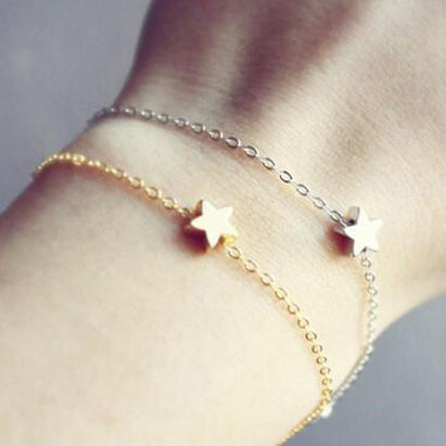 

Women's Girls' Fashion Jewelry Gift Gold Silver Plated Charm Chain Star Bracelet