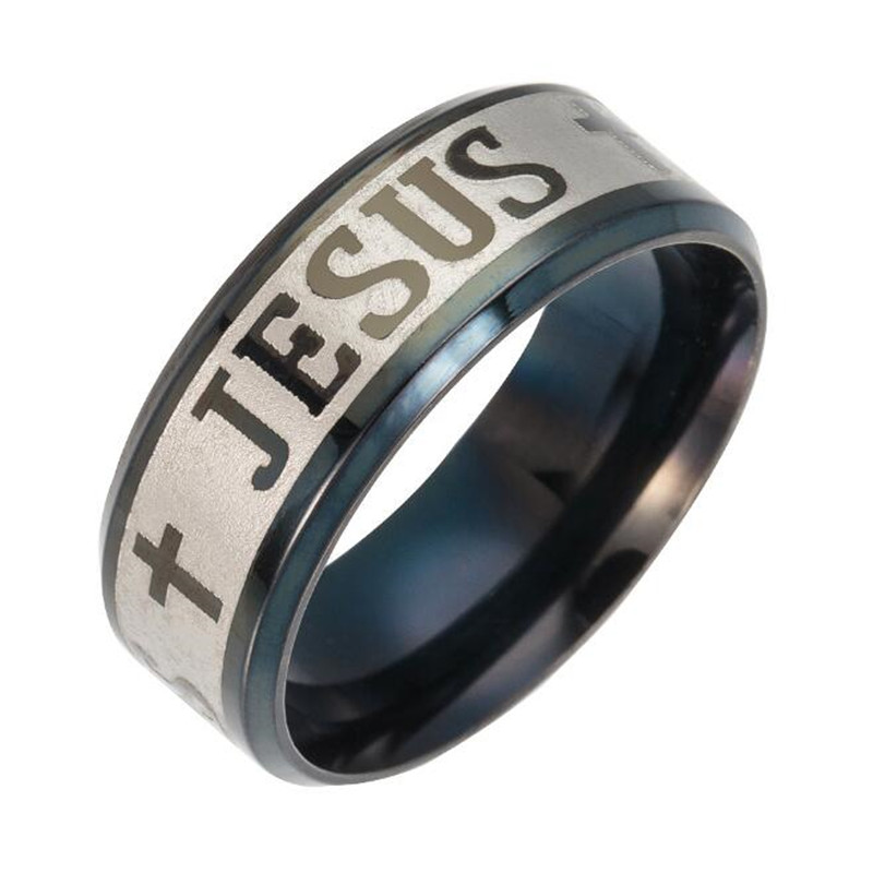 

Stainless Steel JESUS Cross Rings Jewelry Gold Silver Black Finger Ring For Women & Men Rings Hot Sale