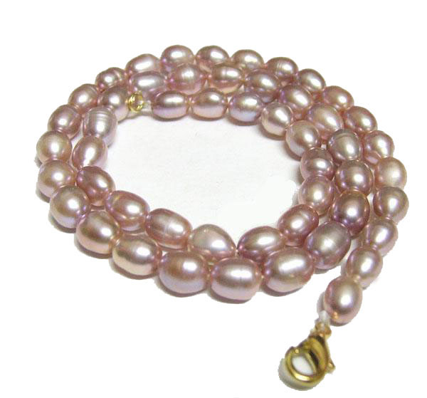 

10pcs/lot Purple Rice Freshwater Pearl Fashion Necklace Lobster Clasp 16inch For DIY Craft Jewelry Gift P3*