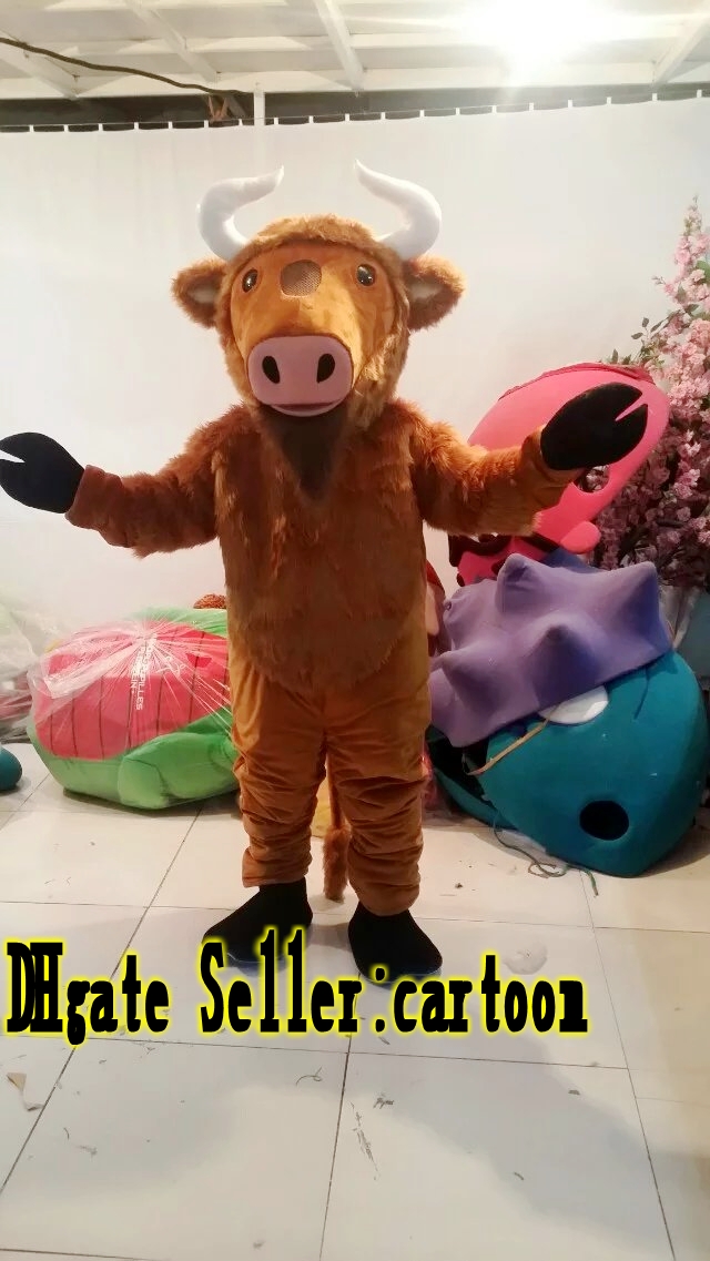 

Seller cartoon High quality bull Bison mascot costume fancy carnival costume free shipping, Brown