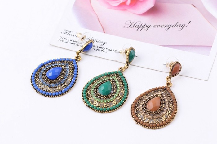 

2016 New 7 colors Bohemia fashion stud earrings Vintage water drop Earrings For Women's Girl's Jewelry
