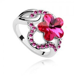 

Flower Petals Crystal Women Rings Romantic Mix Colors Beautiful Fashion New Style Cute Wholesale Girl Jewelry