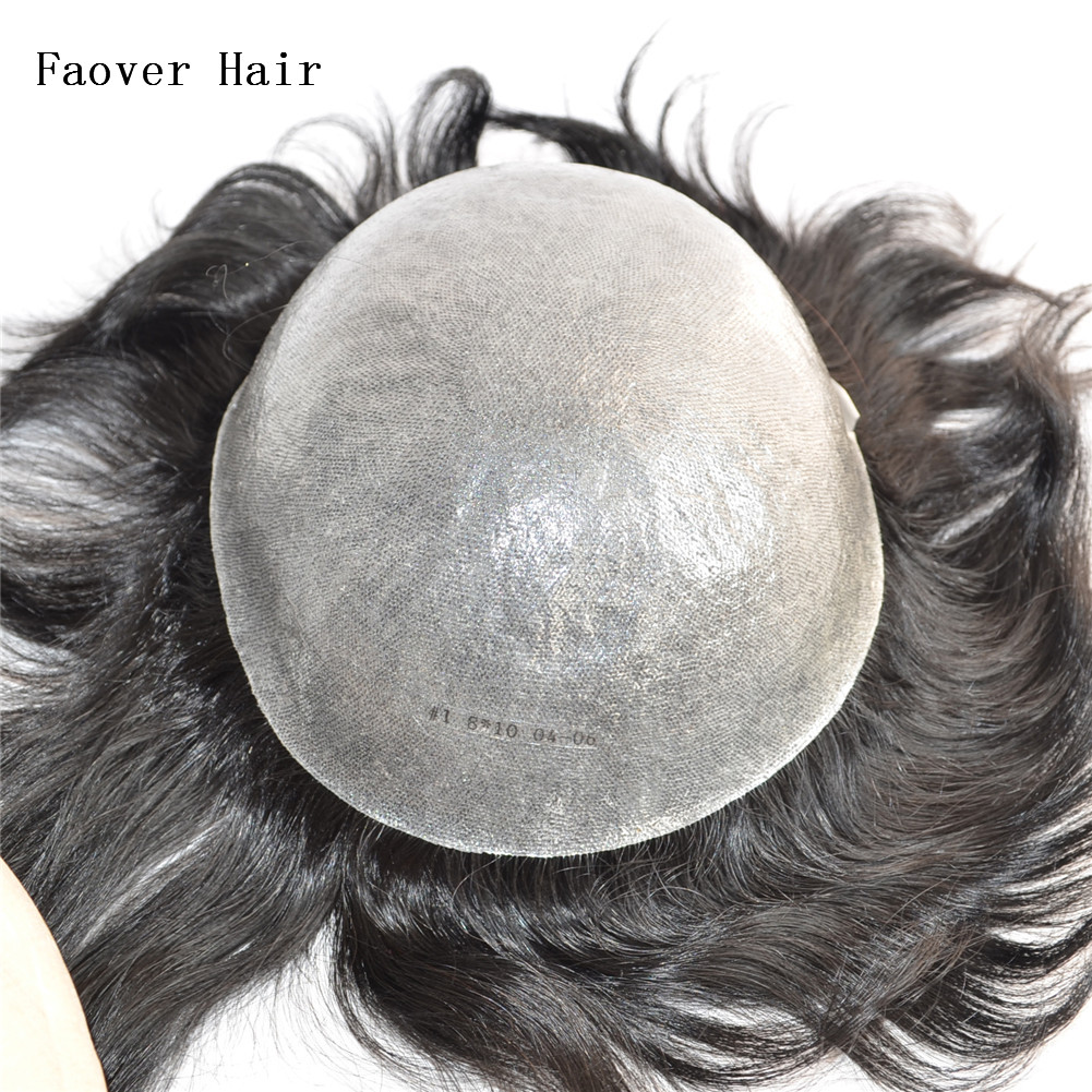 

Top 8A+ indian virgin hair 1b,2#,3#,4# color men's toupee 120% density 6" length hair pieces 10x8 size thin skin base, Clear