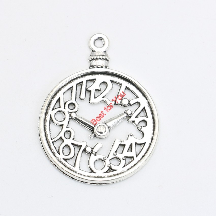 

Tibetan Silver Plated Clock Charms Pendant Bracelet Necklace Jewelry Making DIY Handmade 23x21mm