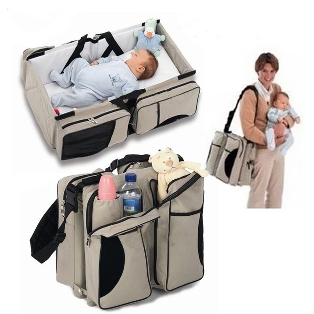 

2016 New multifunction Mummy bag mother bag portable folding travel cot Baby Crib