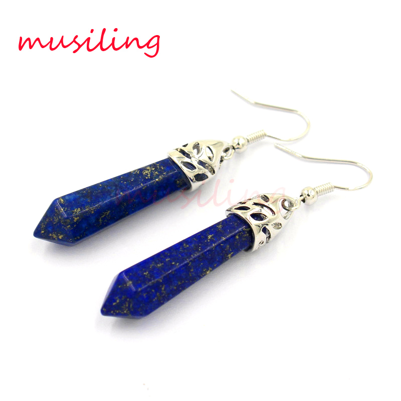 

Hexagon Prism Crystal Earring Dangling Earrings Natural Gem Stone European Fashion Charms Jewelry For Women musiling Jewelry