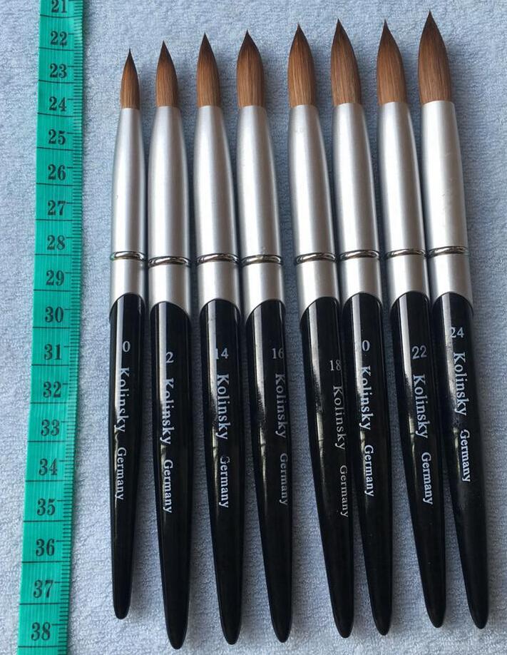Manicure Art Design Nail Brush Tools Black Metal Handle #10#12#14#16#18#20#22#24 Pure Kolinsky Sable Round Sharp Professional Painting Polish Acr-image-375577976