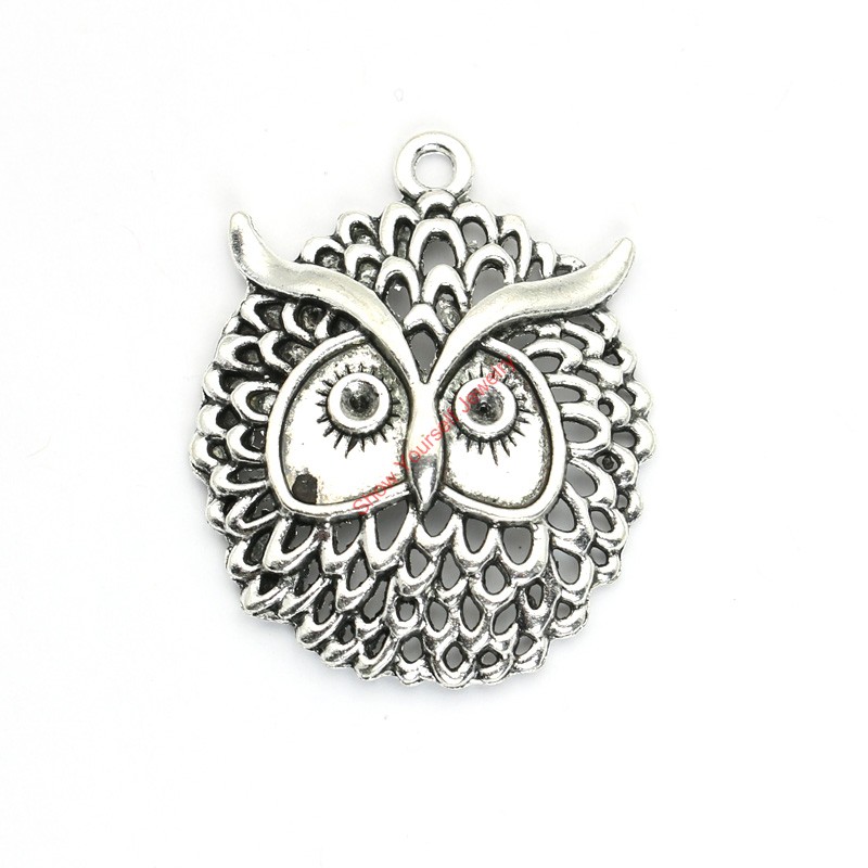 

5pcs Antique Silver Plated Owl Charms Pendants for Bracelet Jewelry Making DIY Necklace Craft 48x38mm