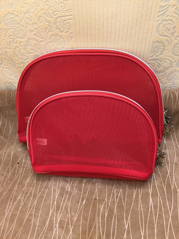 

NEW 3pcs/set fashion snowflake zipper Red net famous beauty cosmetic case luxury makeup organizer bag gift for xmas VIP gift