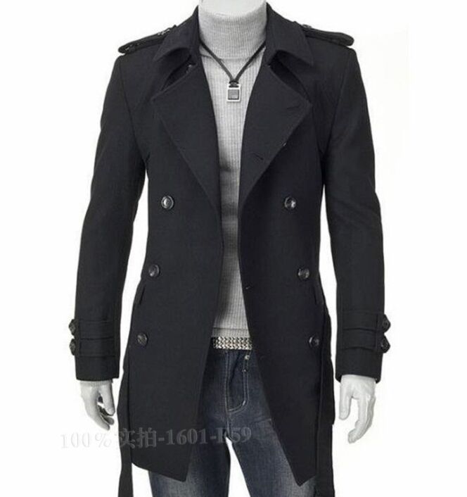 

Fall-2016 Winter Charm Men Vintage Trench coat Elegant Man Windproof Coat Black,khaki -4XL Classic Design Men Trench Coat
