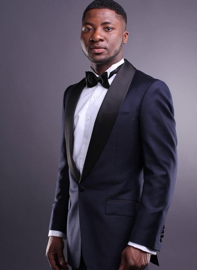 

Classic Navy Blue Men Suits For Party Wedding Cheap Slim Fit Shawl Lapel Groom Tuxedos ( jacket+Pants+tie), White