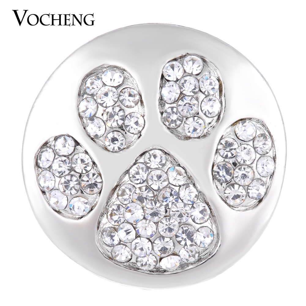 

VOCHENG NOOSA 18mm Paw Print Ginger Snap Bling Crystal DIY Jewelry Vn-1135