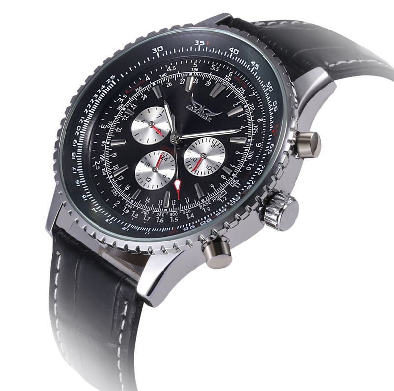 

Hot sale mechanical watch for men casual style wrist watch automatic watches Jaragar 01, Black face
