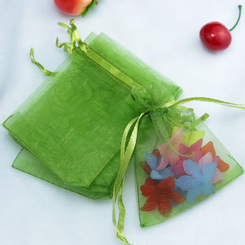 

Olive Green Bolsas Organza Drawstring Pouches Jewelry Party Small Wedding Favor Gift Bags Packaging Gift Candy Wrap Square 5X7cm 2''x2.7''