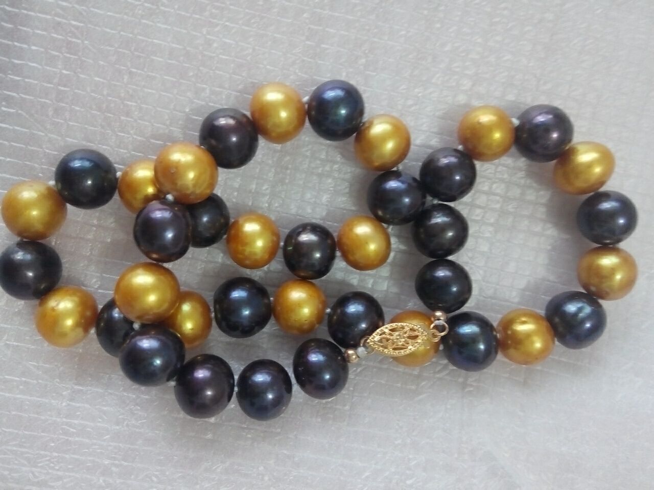 

Fine Pearls Jewelry 18"10-11mm REAL south sea golden black pearl necklace 925silver