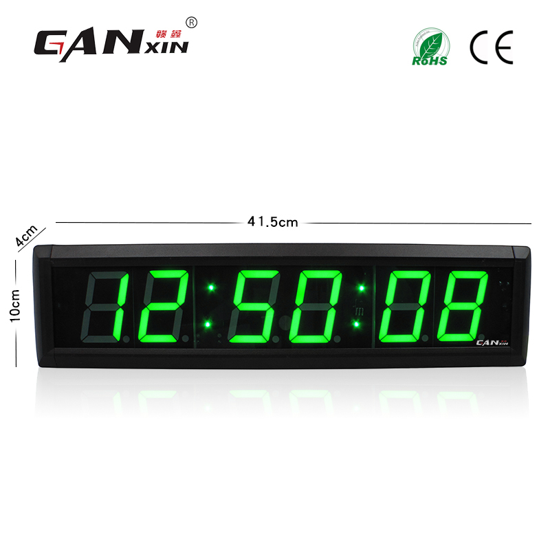 [Ganxin]2.3 inch 6 Digits Green Portable Digital Countdown Timer Clock 12/24H Large LED Screen Multifunction digital Clock-image-406730538