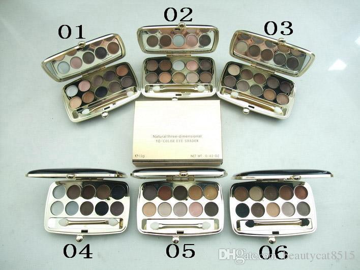 

Wholesale New Genuine Quality Cosmetics Natural Three-dimension Eyeshadow Palettes 10 color 12G nude and matte Eye shadow pigments free ship, Multi