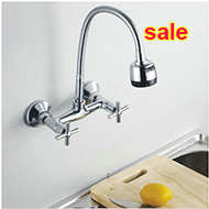 Wholesale Wall Mounted Flexible Rotate Mixer tap Faucet Bathroom Basin Kitchen Sink Two Function Spray Spout
