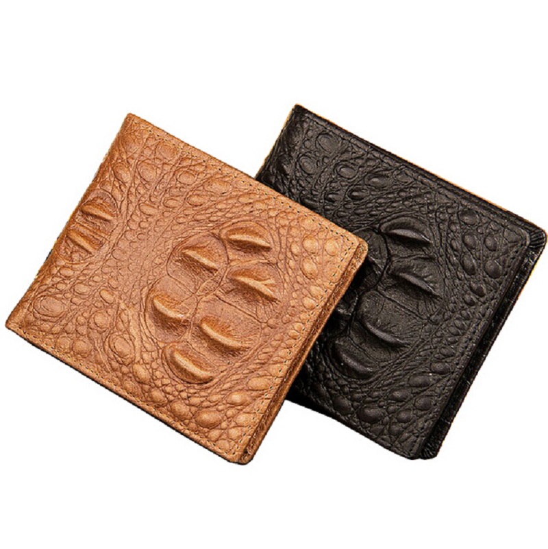 

Classical Design Genuine Leather Alligator Pattern Style Men Wallets Black Brown 3 Folds Card Holder Purse Wallet Free Shipping, Men's wallet