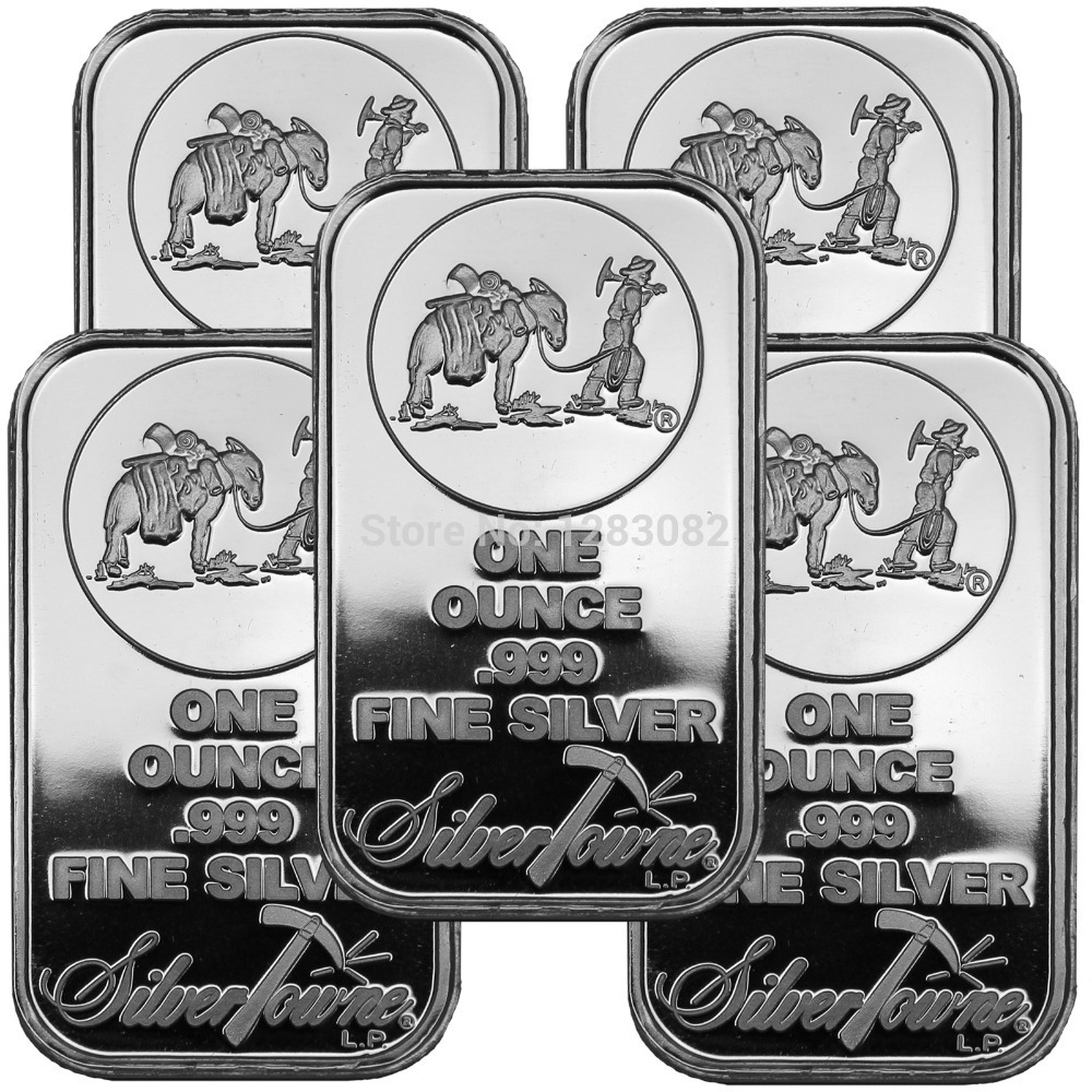 

Free shipping 20pcs/lot 1Oz Bar Silver By Ounce Troy SilverTowne Bullion Silver Plated Brass Core Bar non magentic silver bar