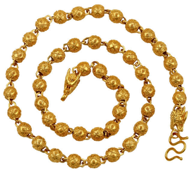 Trendy Chain 18k Yellow Gold Filled Mens Necklace Long Chain Link-image-392294327