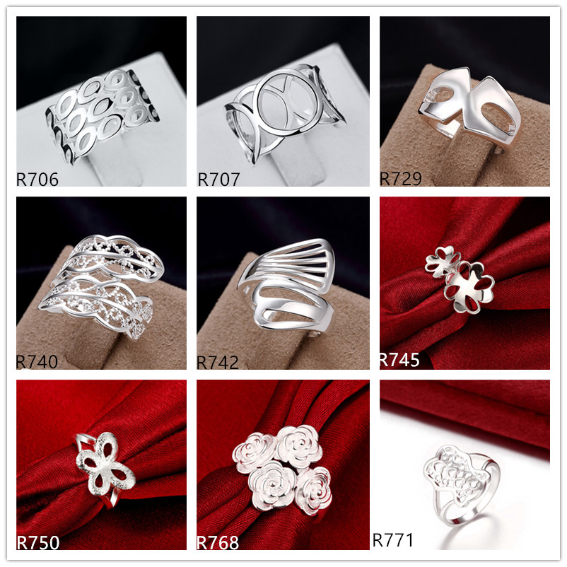 

10 pieces diffrent style sterling silver plated rings DMMSR14,wholesale fashion 925 silver plate ring factory direct sale