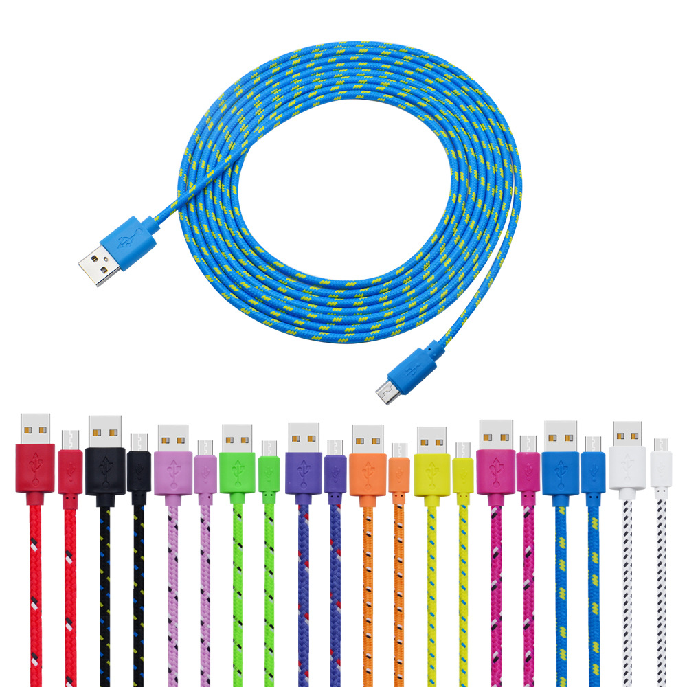 

Micro USB Cable S7 Edge S7 S6 High Speed Nylon Braided Cables Charging Sync Data Durable 3FT 6FT 10FT Nylon Woven Cords For HTC Sony LG, Black