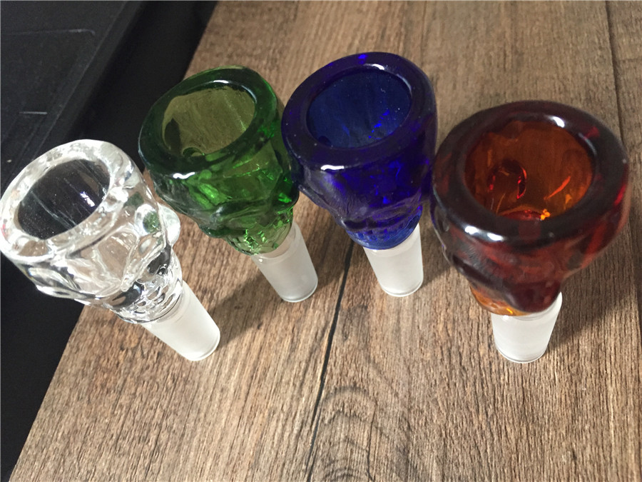 

New design Skull glass bowl for pipes glass smoking bongs very heavy Manufacturer 14mm male G.O.G bowl water pipe