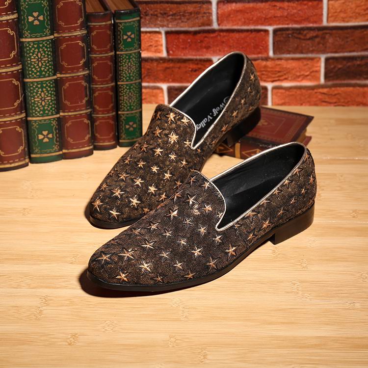 

Designer Personalized Stars Charm Men Fashion Loafer Shoes Trend Of Round Toe 2 Colors Slip On Business Leisure Leather Shoes, Gold