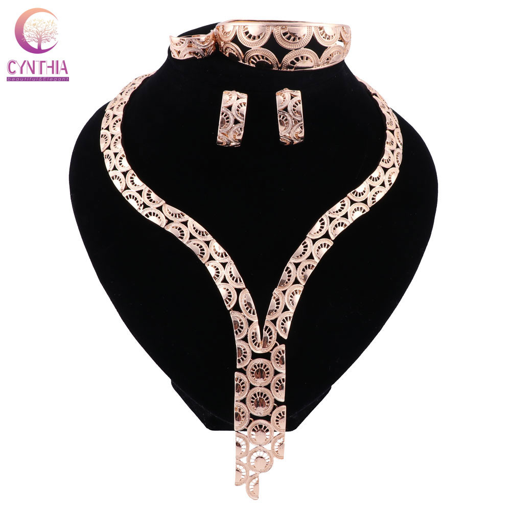 Statement necklace Jewelry sets Gold plated with earrings bracelet 2016 Trendy women necklace for party wedding Boho crystal