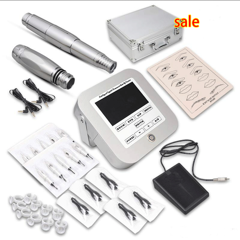 Maquillage professionnel permanent kits de tatouage 2 stylo machine rotative alimentation aiguilles jetables intégrées poignées livraison gratuit