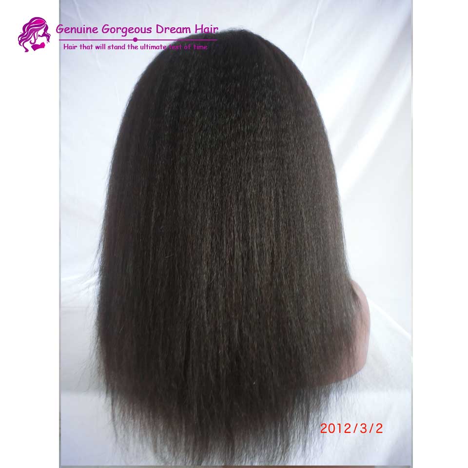 

Glueless Full Lace Human Hair Wigs For Black Women Coarse Yaki Lace Front Human Hair Wigs Peruvian Kinky Straight Lace Wig, Natural color