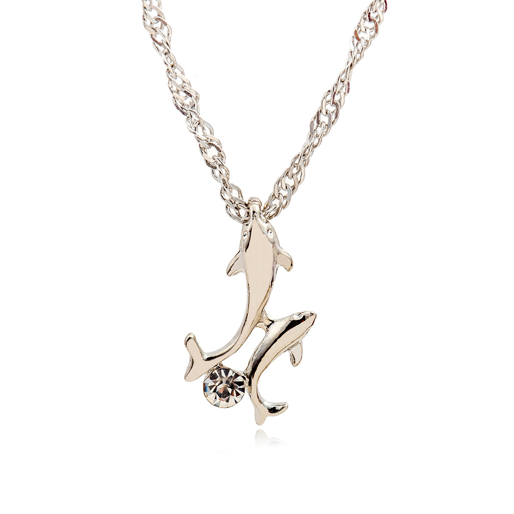 

Simple Fashion Good Quality Alloy Crystal Dolphin Pendant Necklace Best Selling Choker Necklaces for Women Jewelry New 2017