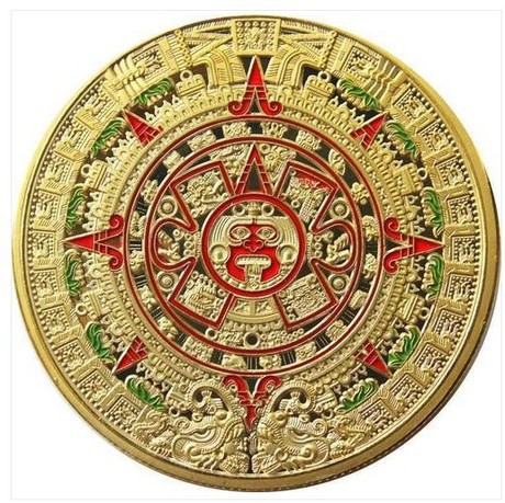 

2012 Mayan Aztec Calendar 1OZ 24K Gold Clad Prophecy Calendar Coin Free Shipping 5pcs/lot