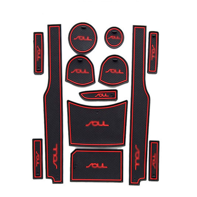 

13pcs Non-Slip Rubber Interior Car Door Armrest Storage Panel Mat Cup Holder Slot Pad Cover Sticker For KIA Soul