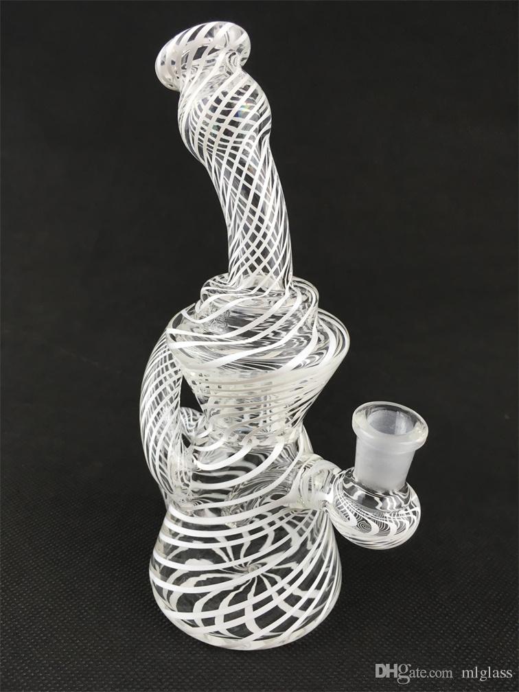 

Glass hookah, white striped oil rig smoking pipe, factory direct price concessions