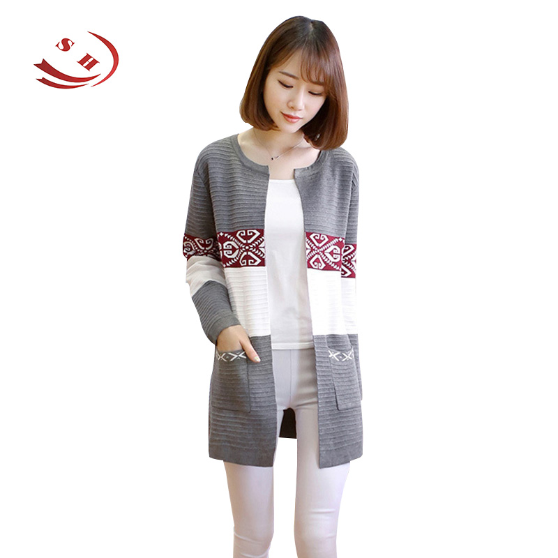 

Wholesale- Women Autumn Spring Open Stitch Sweaters Knitted Coats Dames Cardigan Truien Women Clothing Female Outwear Sweater, Black